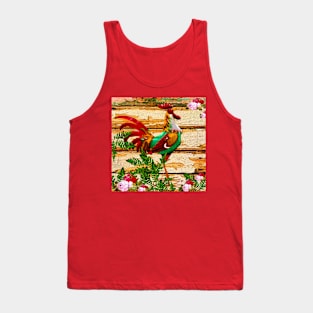 ROOSTER ROSES AND FERNS Tank Top